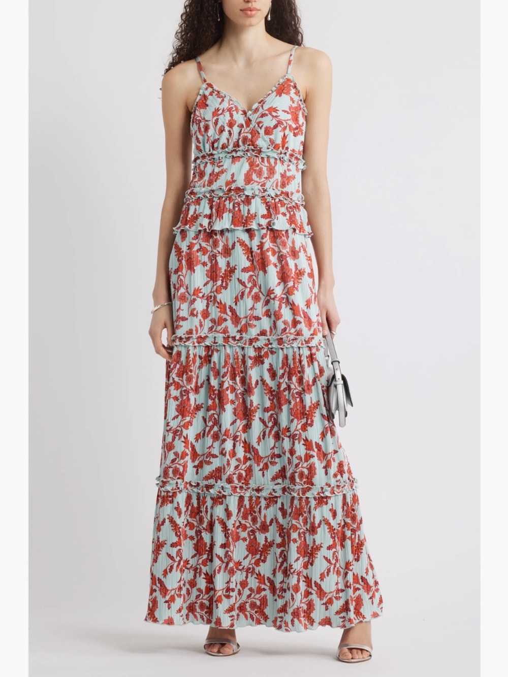 Chelsea28 Ruffle Plissé Maxi Sundress New! - Picture 2 of 13